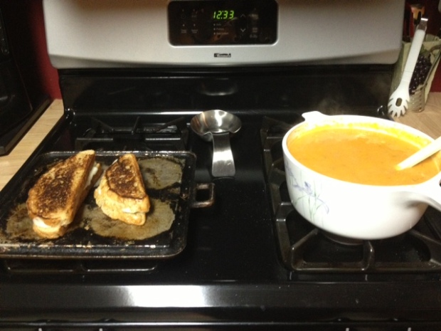 sweet potato soup grilled cheese finished