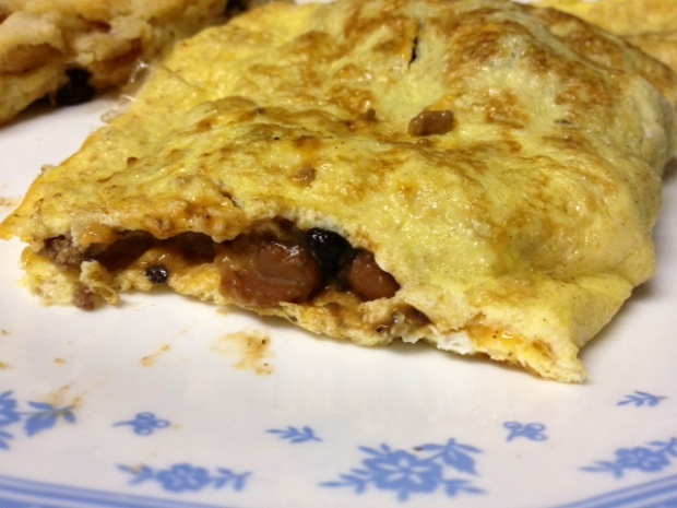 meat & beans finished omelette