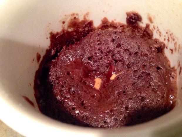 Double Chocolate Peanut Butter Mug Cake finished