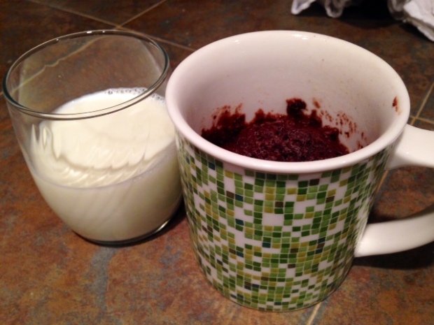 Double Chocolate Peanut Butter Mug Cake milk