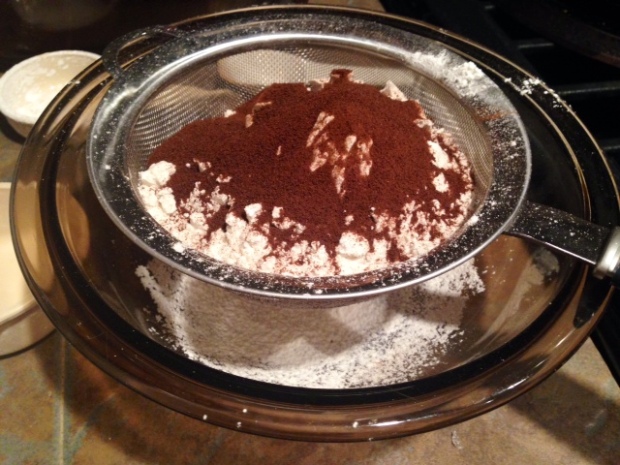 chocolate hazelnut coffee poundcake dry ingredients sifted