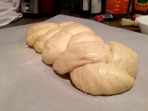 easy awesome challah bread braided second rise closeup