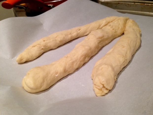 easy awesome challah bread dough three rolls