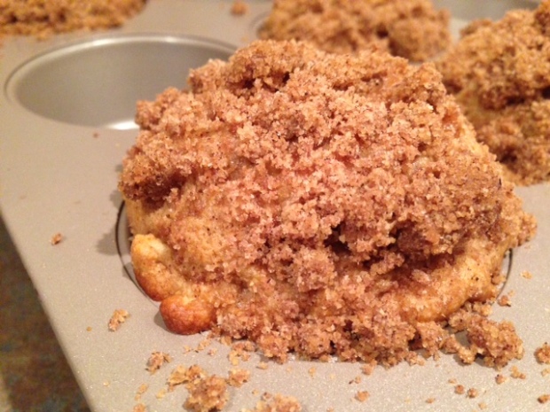 healthy apple cinnamon streusel muffins baked closeup