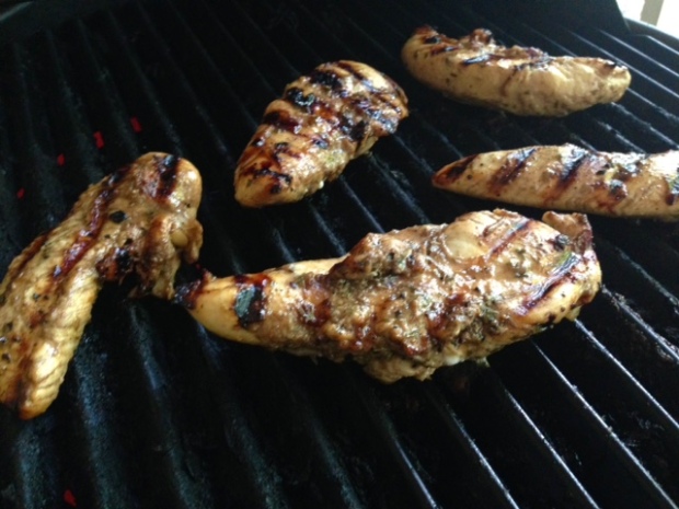 grilled honey balsamic chicken grilling 2