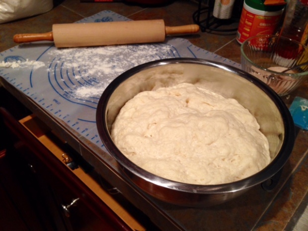 cinnamon swirl bread dough risen