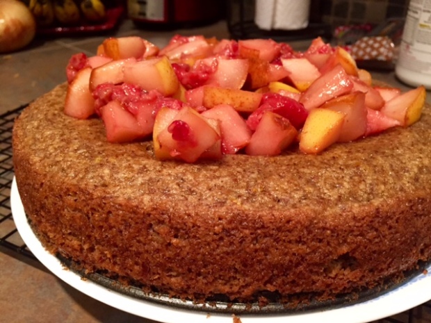 Almond Cake with Fruit Compote finished