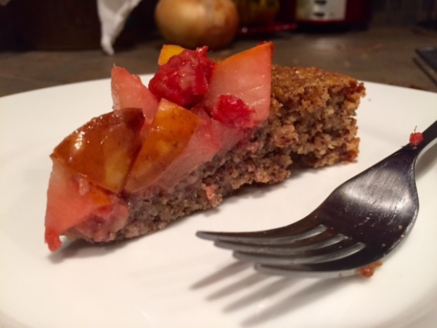 Almond Cake with Fruit Compote slice