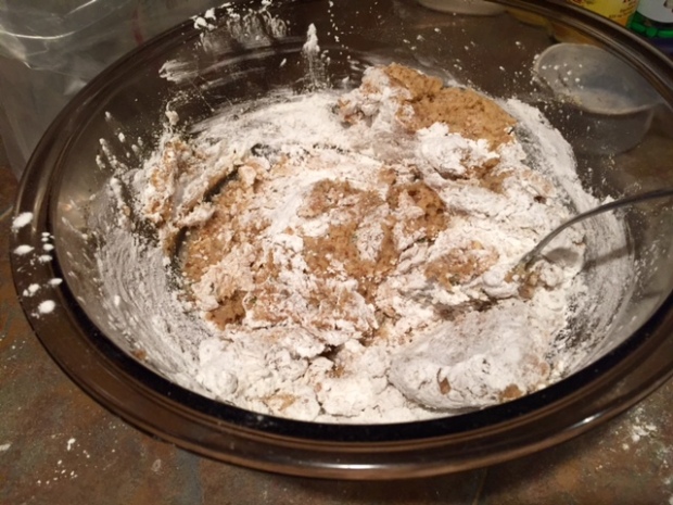 gluten-free garlic cheddar biscuits dough mixed