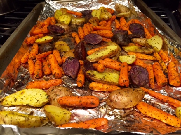 roasted carrots & potatoes with turmeric baking