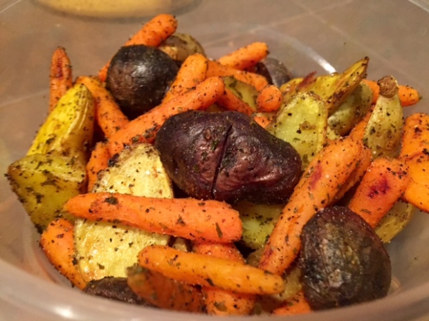 Roasted Carrots & Potatoes with Turmeric done
