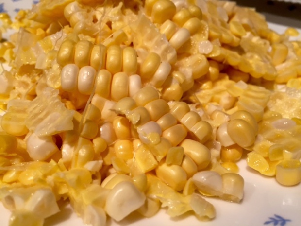 creamy sweet corn & sausage pasta corn sliced